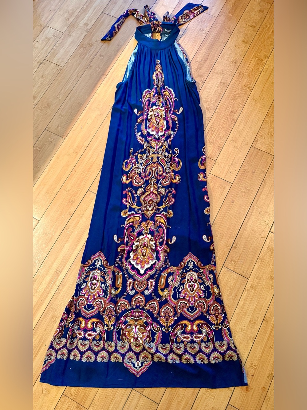 MSK Navy Boho Maxi Dress Size LG